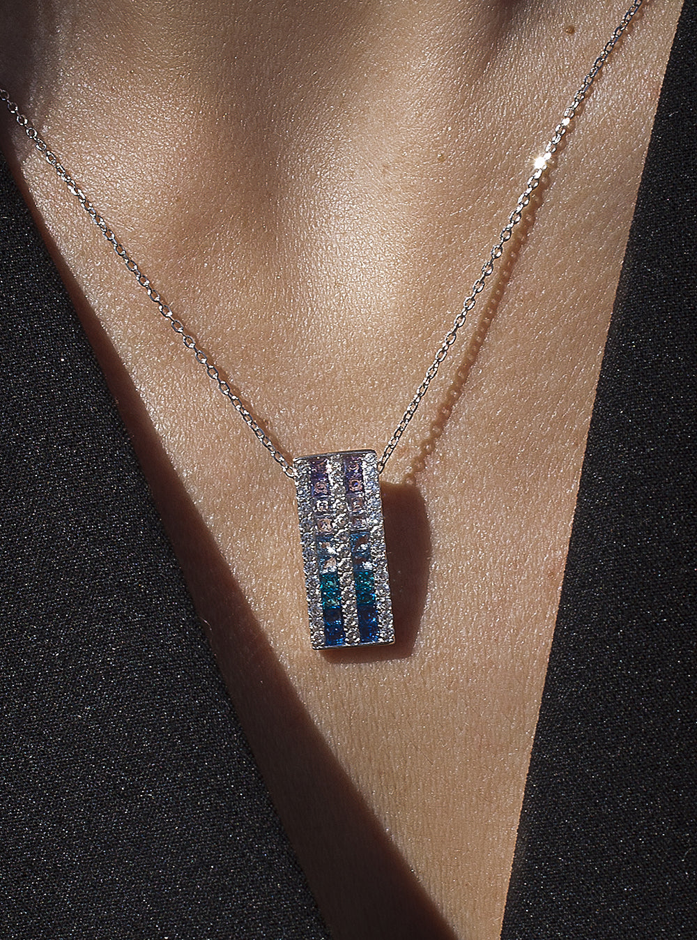 Collares con piedras tonos azules y circonitas-LINEARGENT