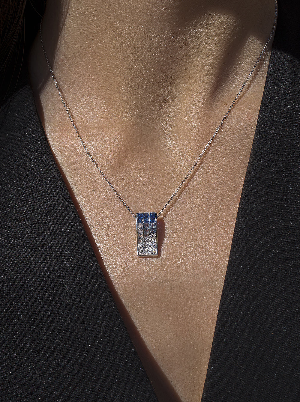 necklaces with stones triple rail blue tones