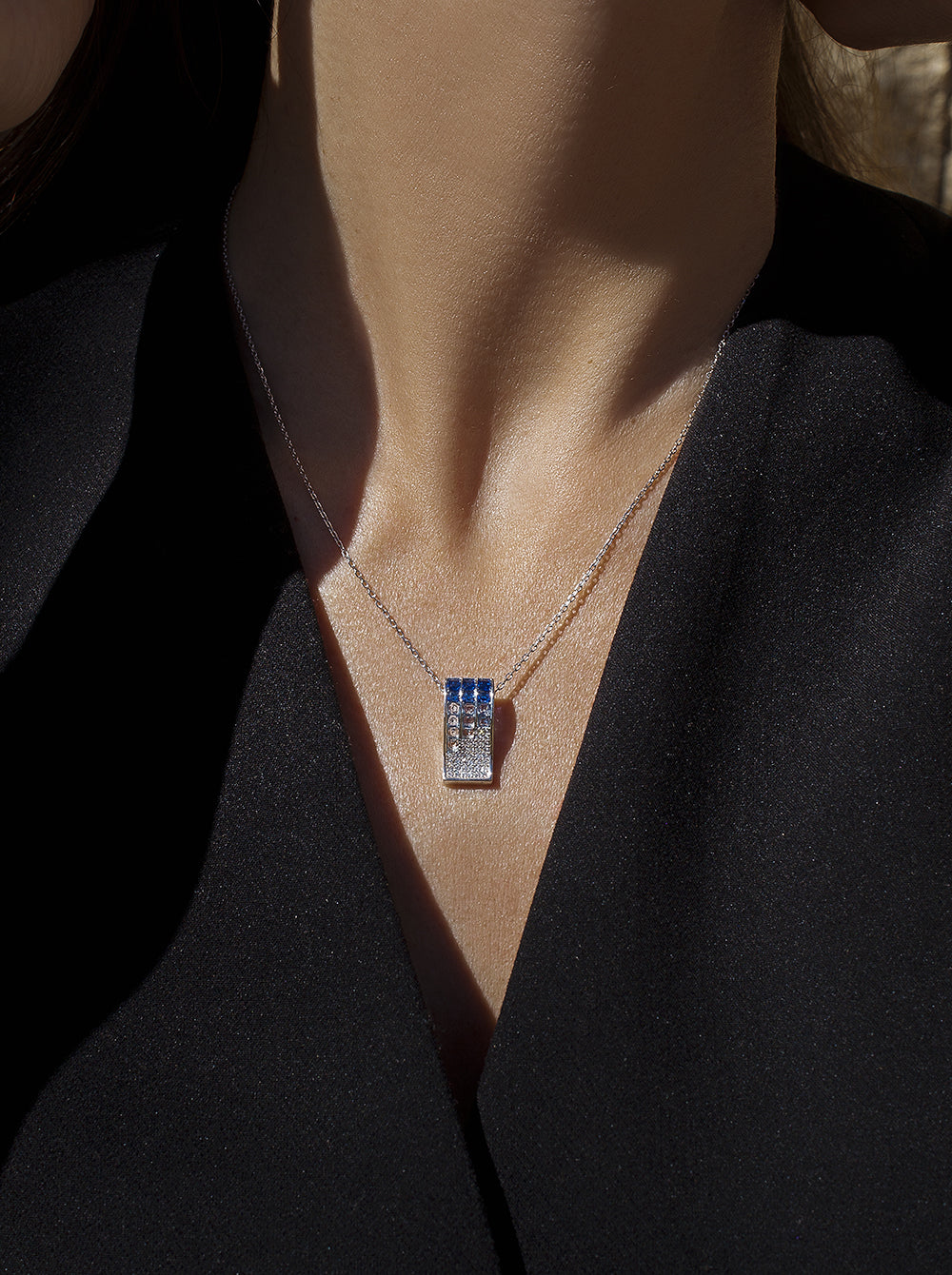 necklaces with stones triple rail blue tones