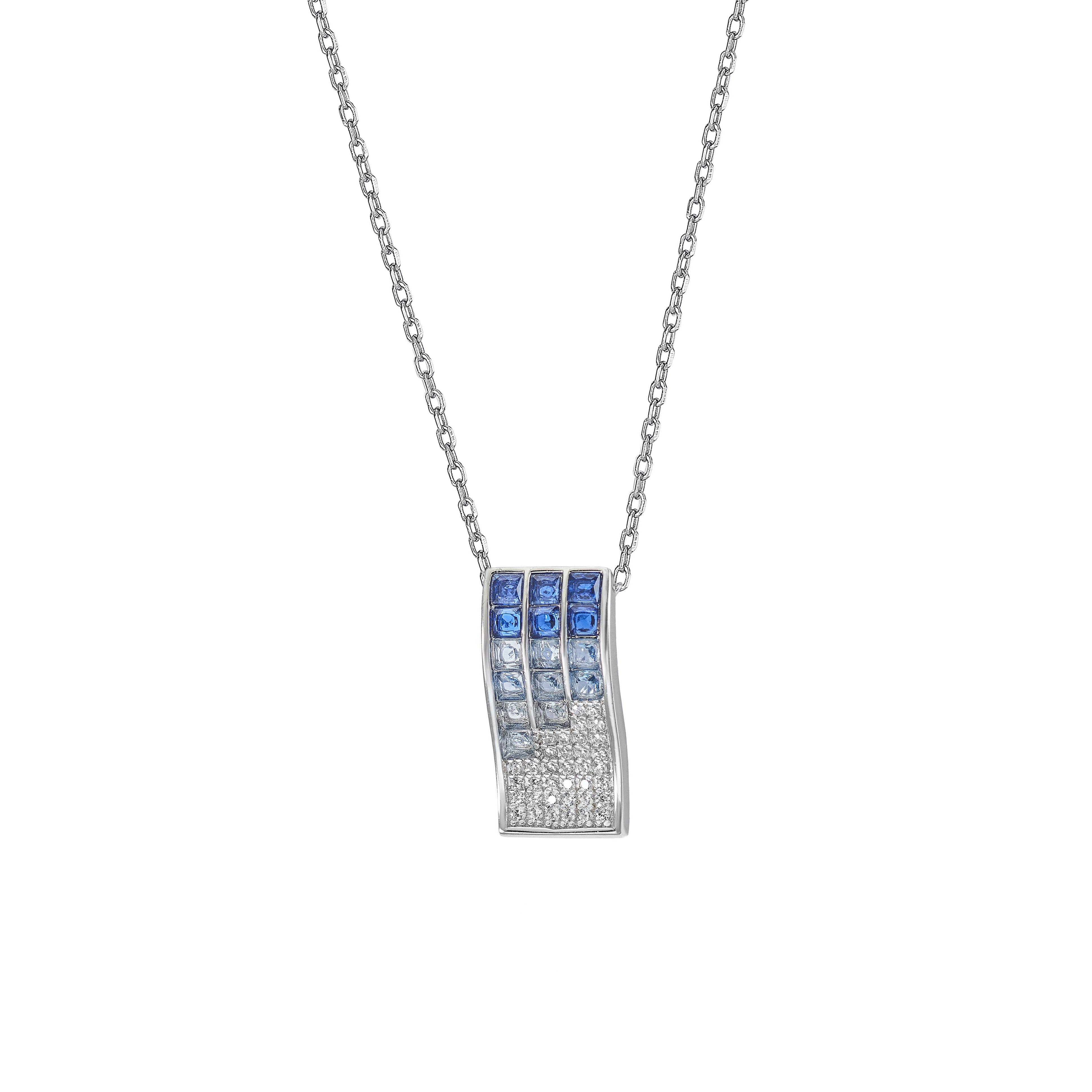 Collares con piedras triple raíl tonos azules-LINEARGENT