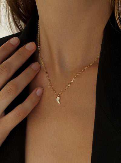 Collares cortos charm de cuerno con circonitas-LINEARGENT