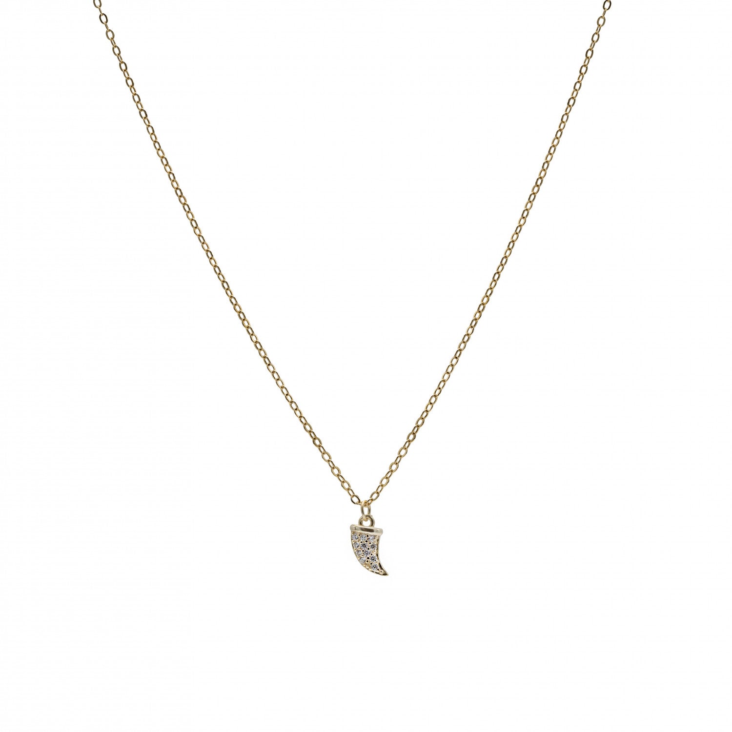 Collares cortos charm de cuerno con circonitas-LINEARGENT