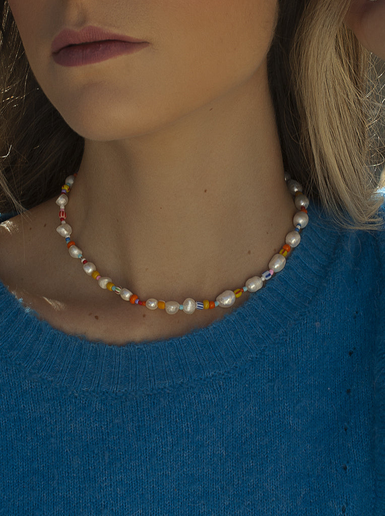 necklaces short with pearls natural design LINEARGENT