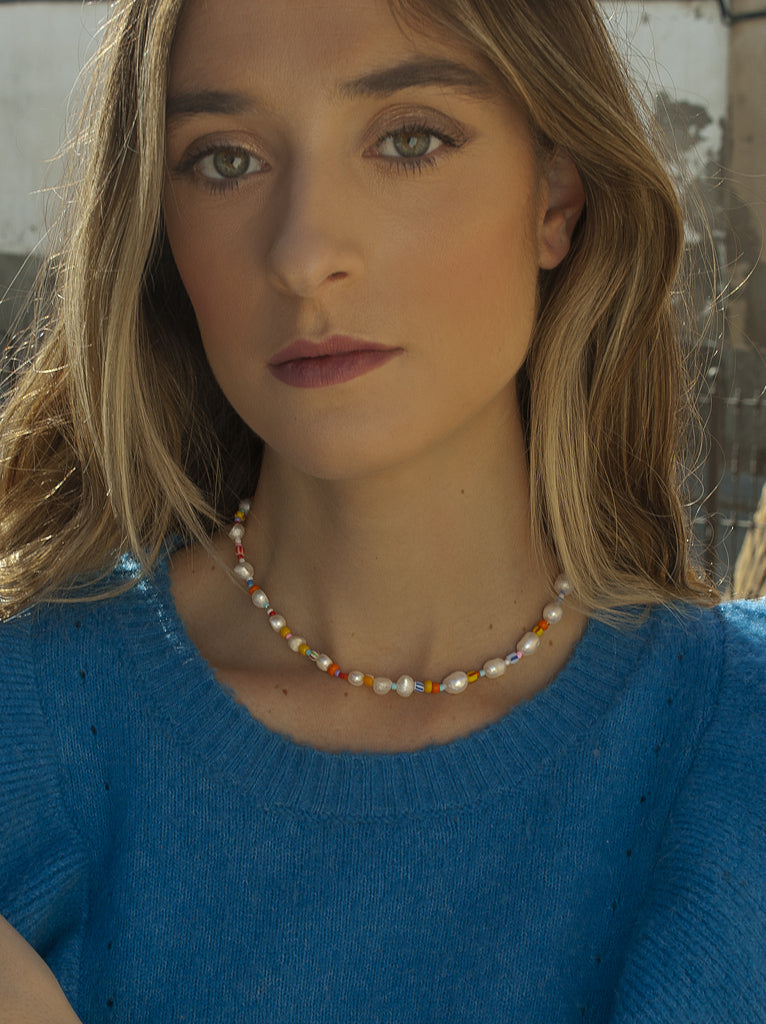 necklaces short with pearls natural design LINEARGENT