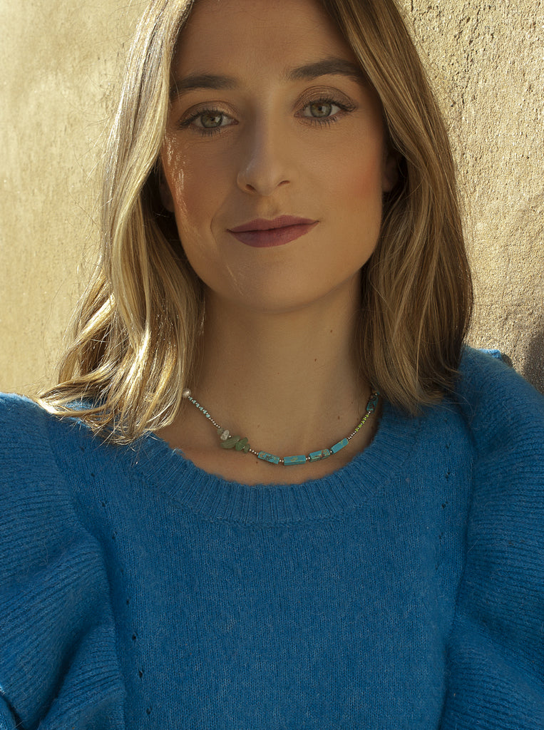 colliers courtes avec pierres naturels design LINEARGENT