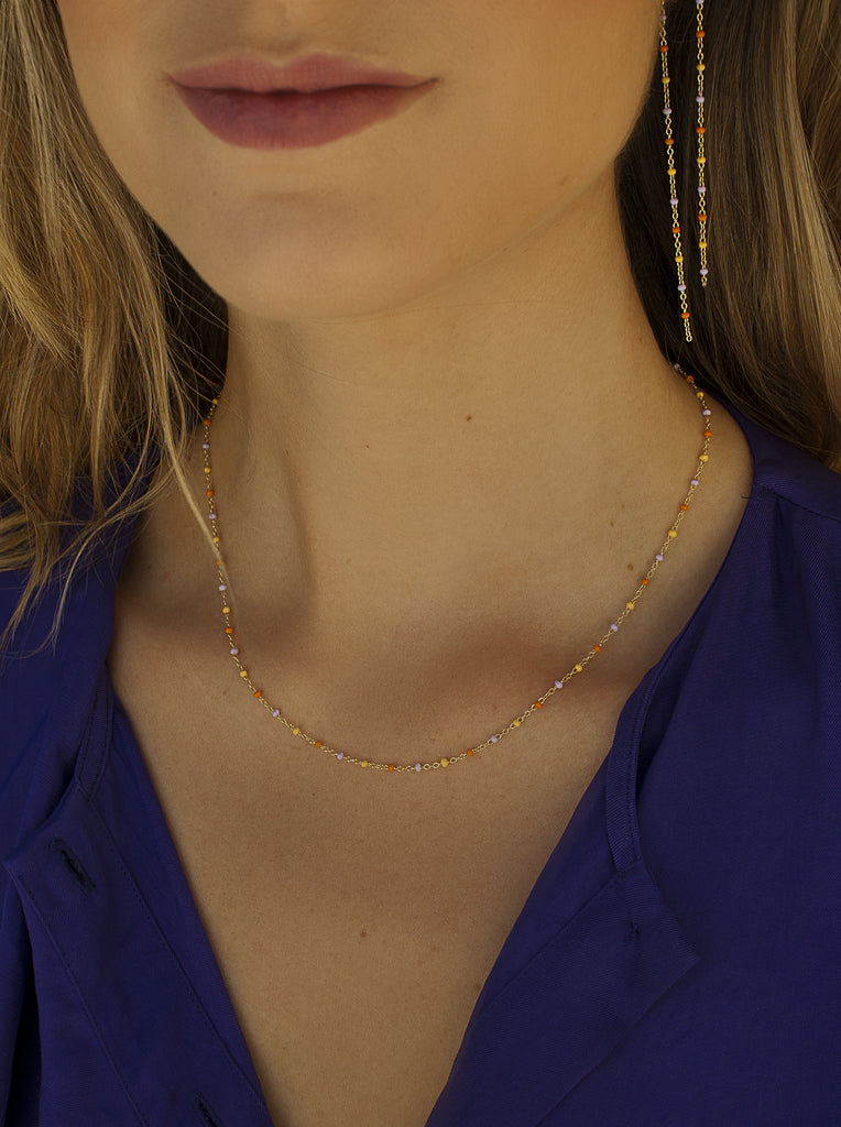 Collares cortos de plata con cadena diseño sunset