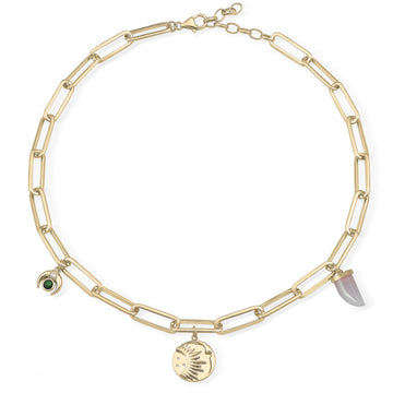 Collares cortos de plata dorado medalla colgante