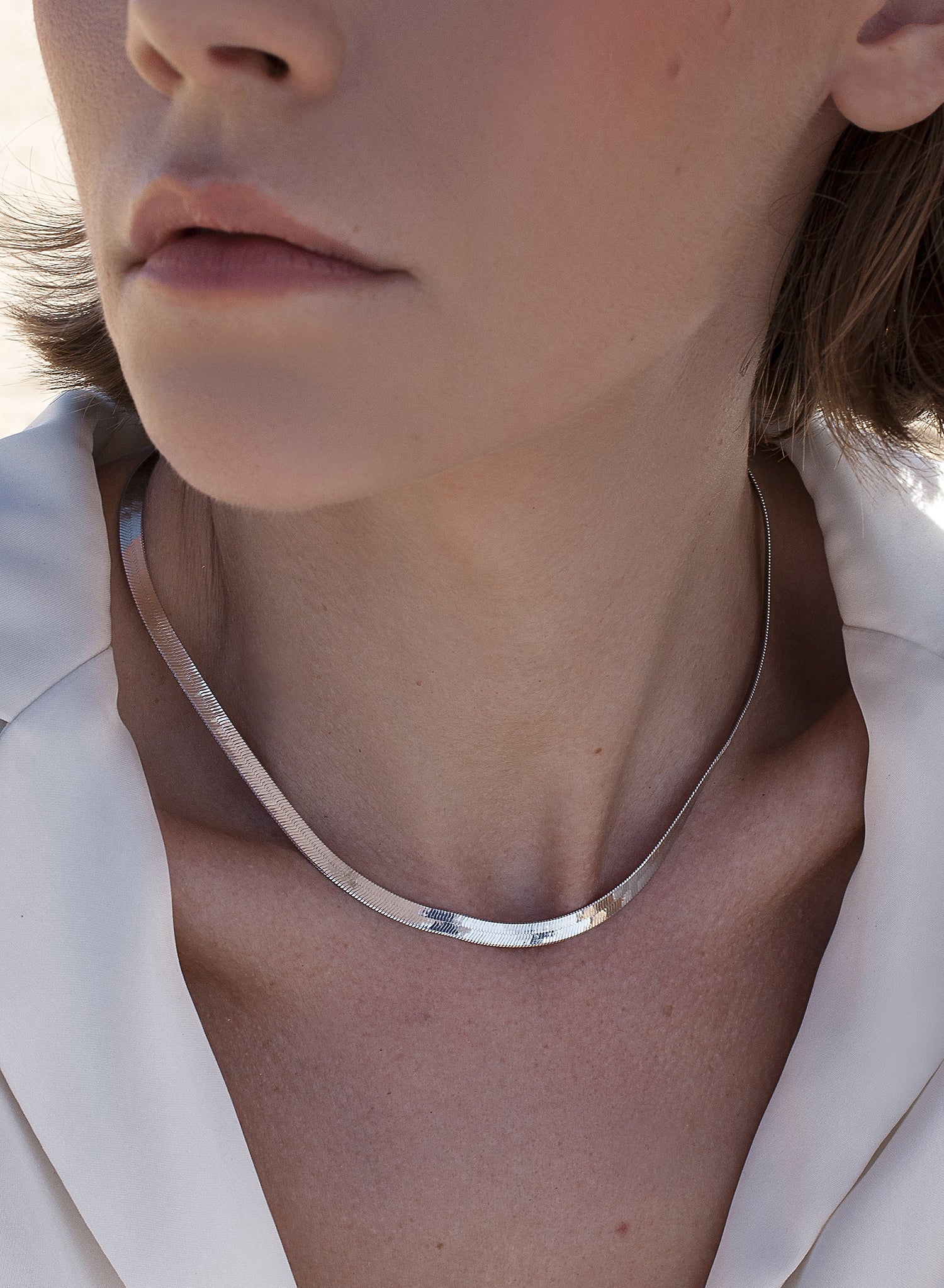 Collares cortos en plata diseño snake grueso