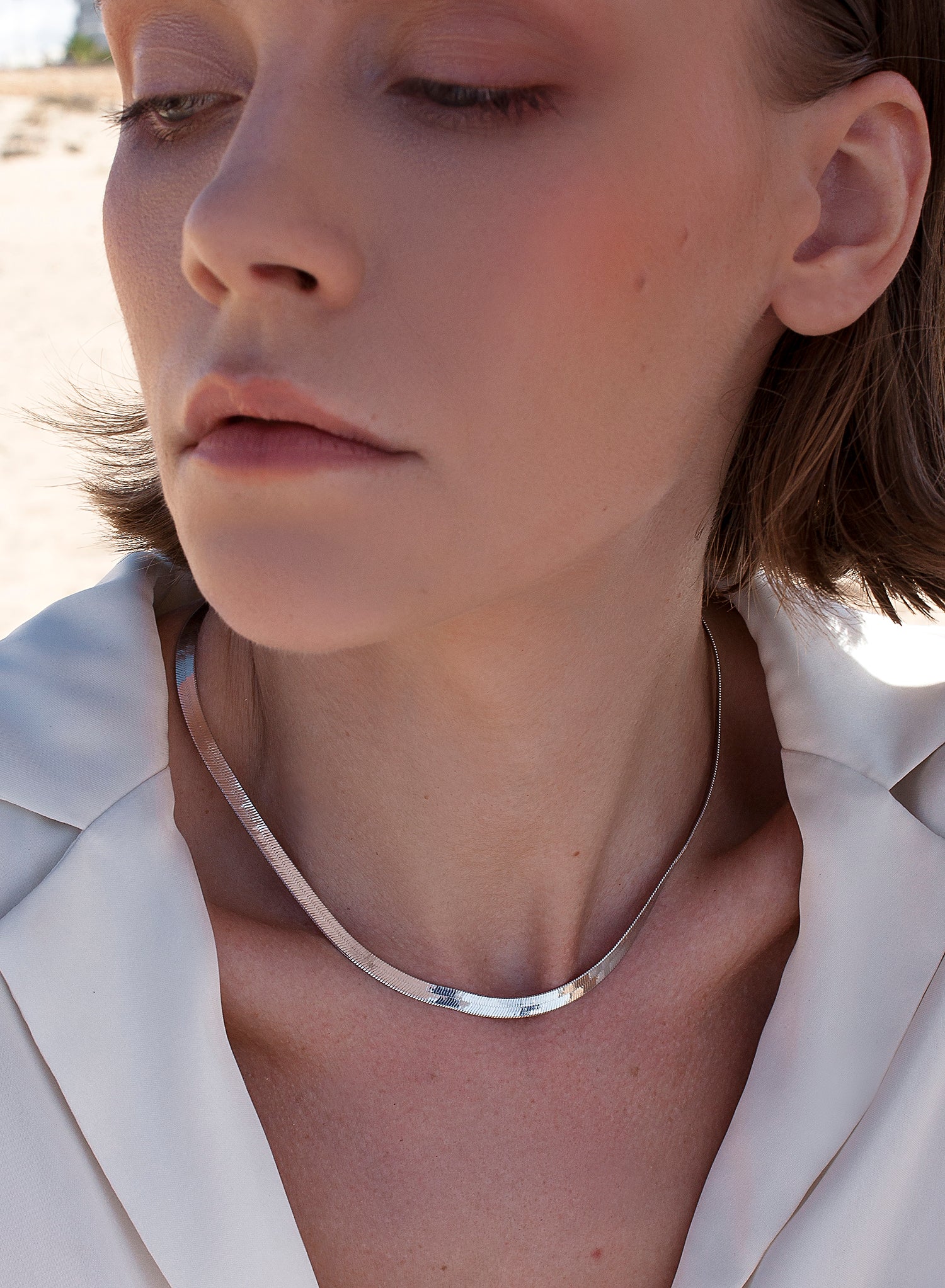 Collares cortos en plata diseño snake grueso