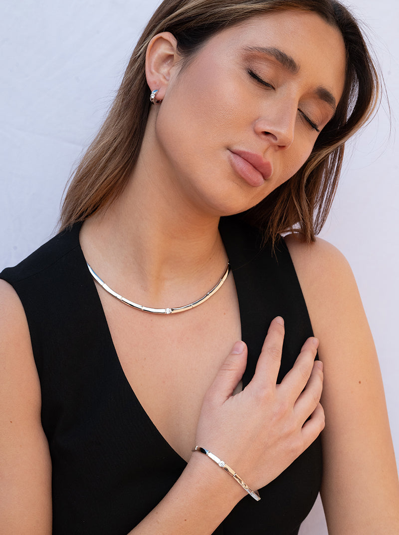 Collares fiesta diseño clásico con circonita central