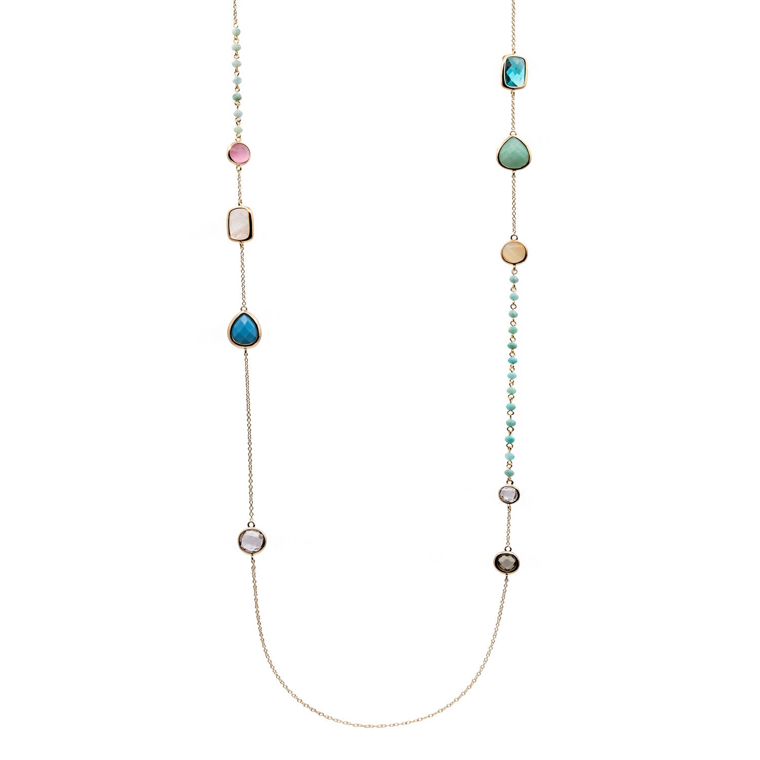 Collares largos con piedras de diseño geométrico-LINEARGENT