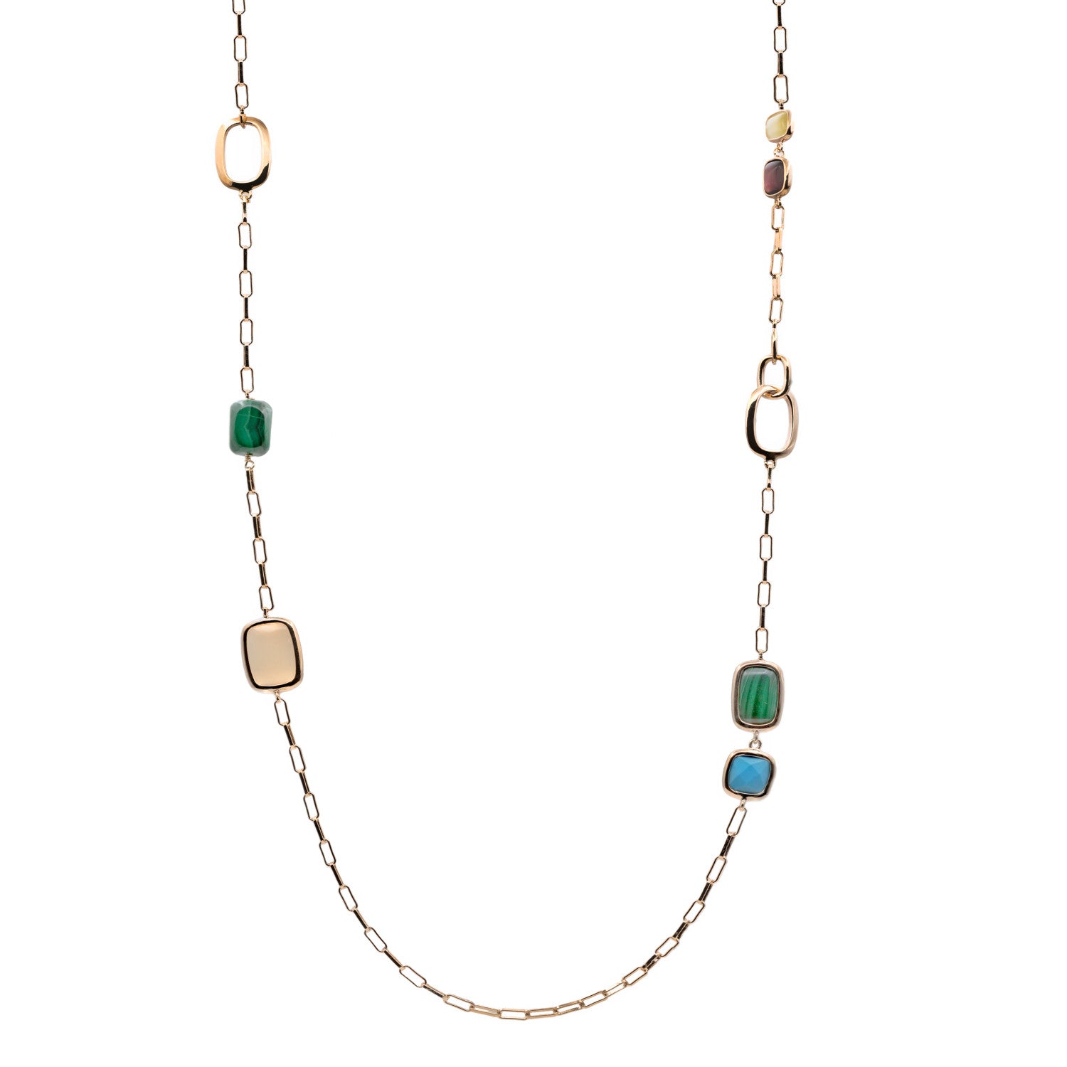 Collares largos con piedras de diseño tonos otoño-LINEARGENT