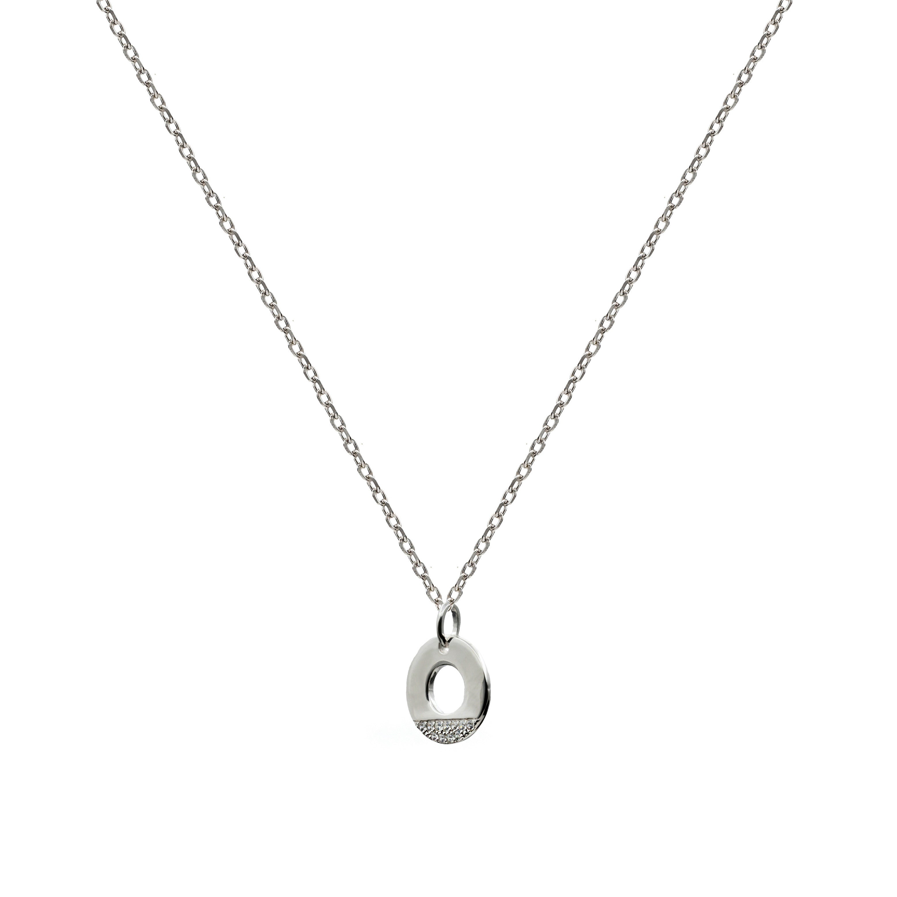 Collares pequeños de plata circulo con circonitas-LINEARGENT