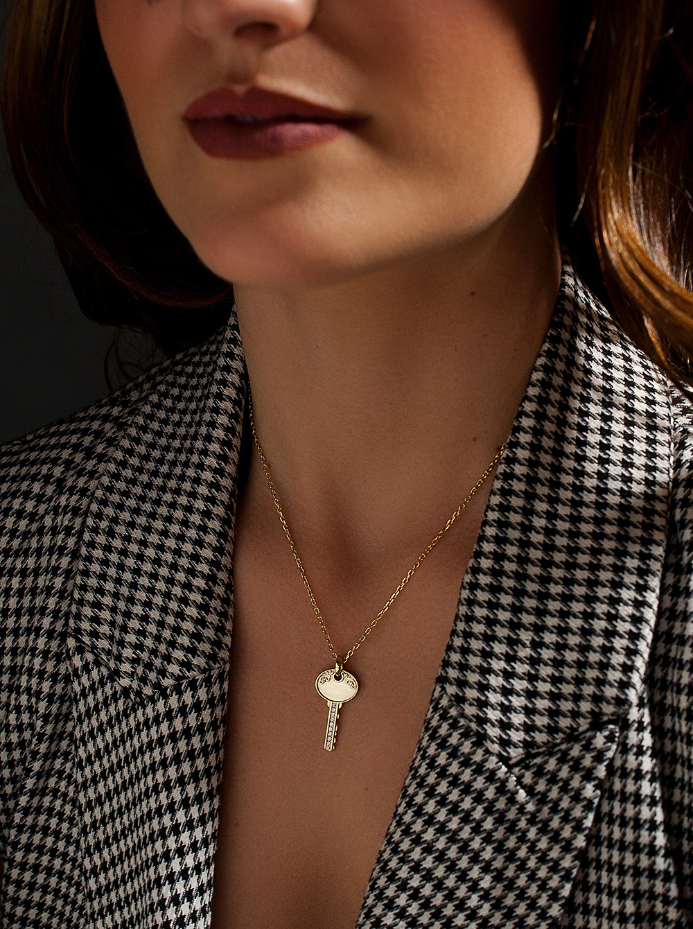 Collares plata originales baño dorado diseño llave redonda y corconitas-LINEARGENT