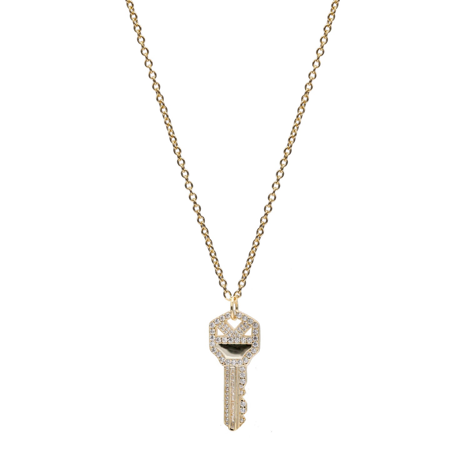 Collares plata originales baño dorado diseño llave-LINEARGENT