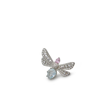 Mini broche insecto de plata con coirconitas de colores calidos