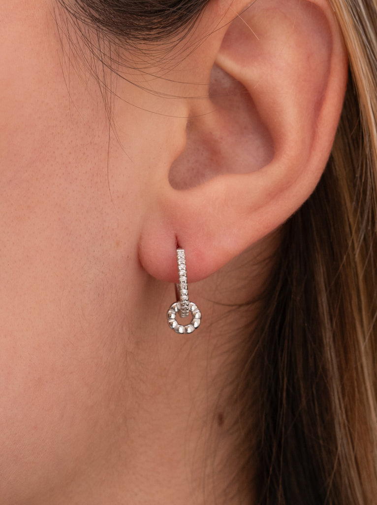 earring hoop with zirconias with piece pendant