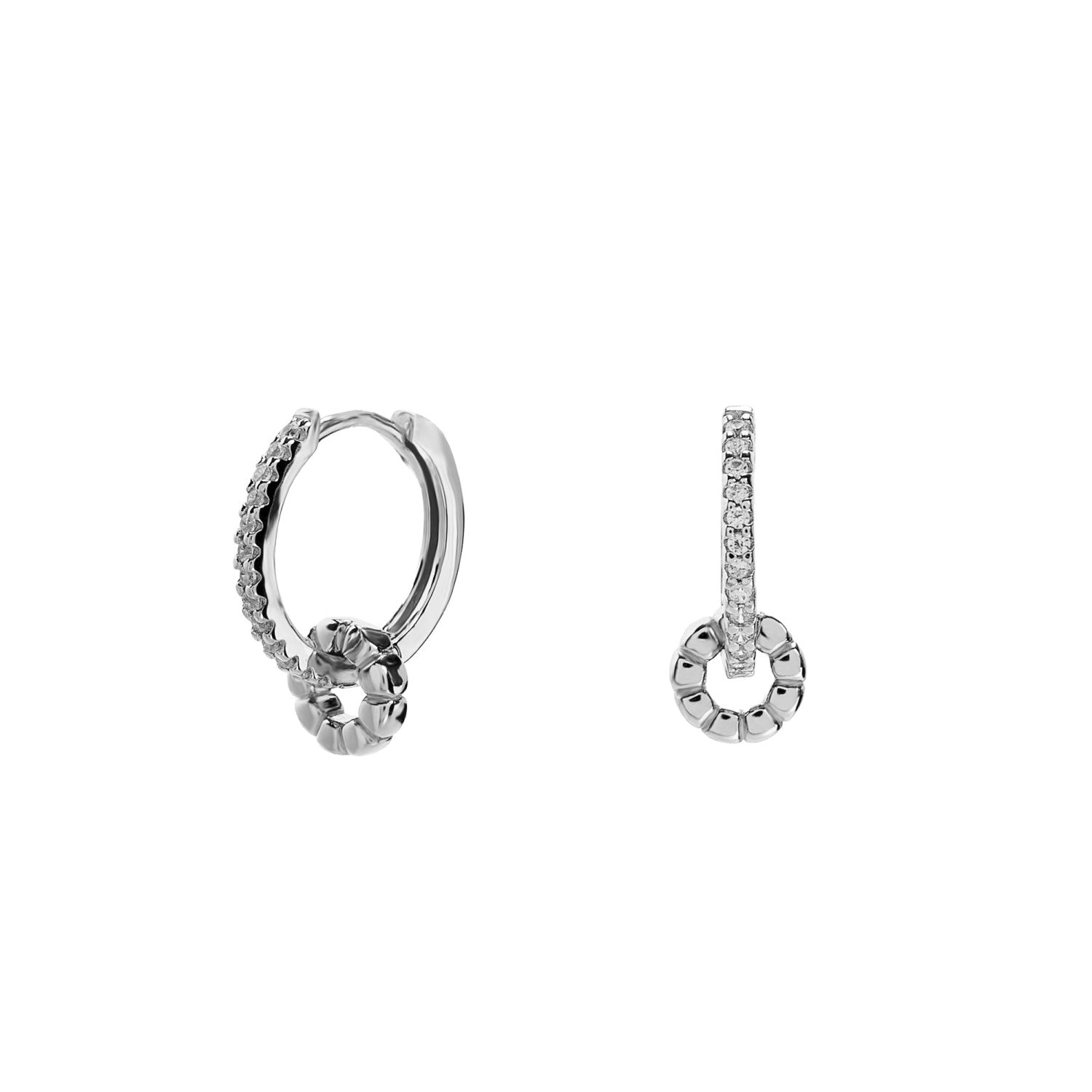 earring hoop with zirconias with piece pendant