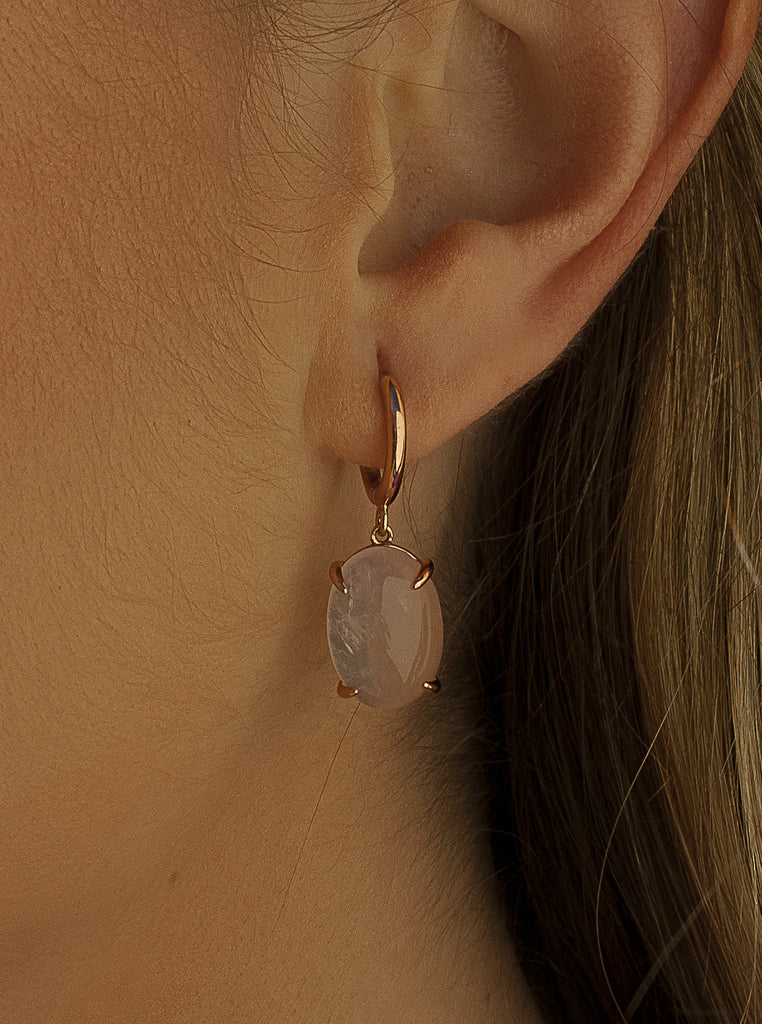 Pendiente con piedra quarzo rosa colgante-LINEARGENT