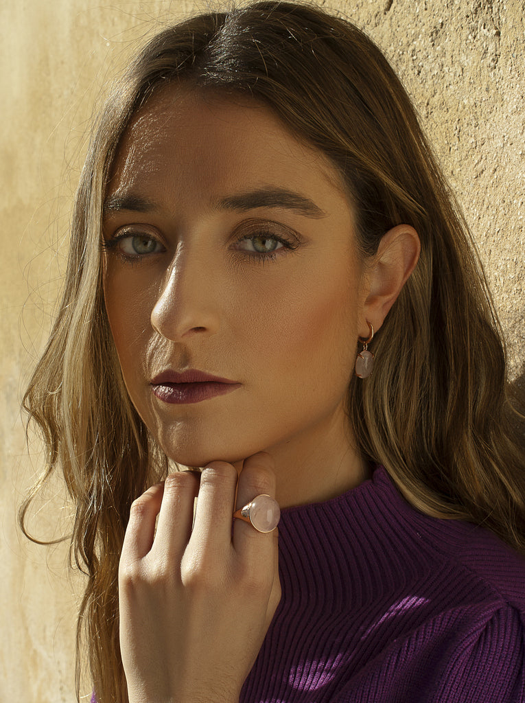 Pendiente con piedra quarzo rosa colgante