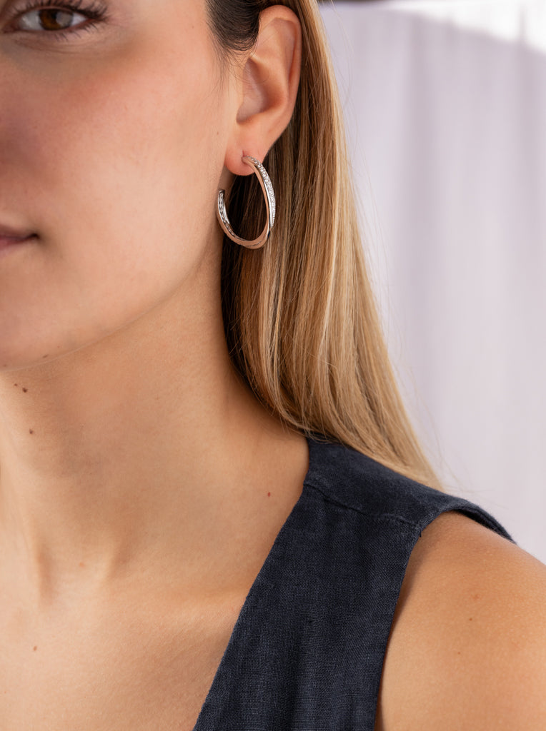 earring de hoop double crossed with zirconias