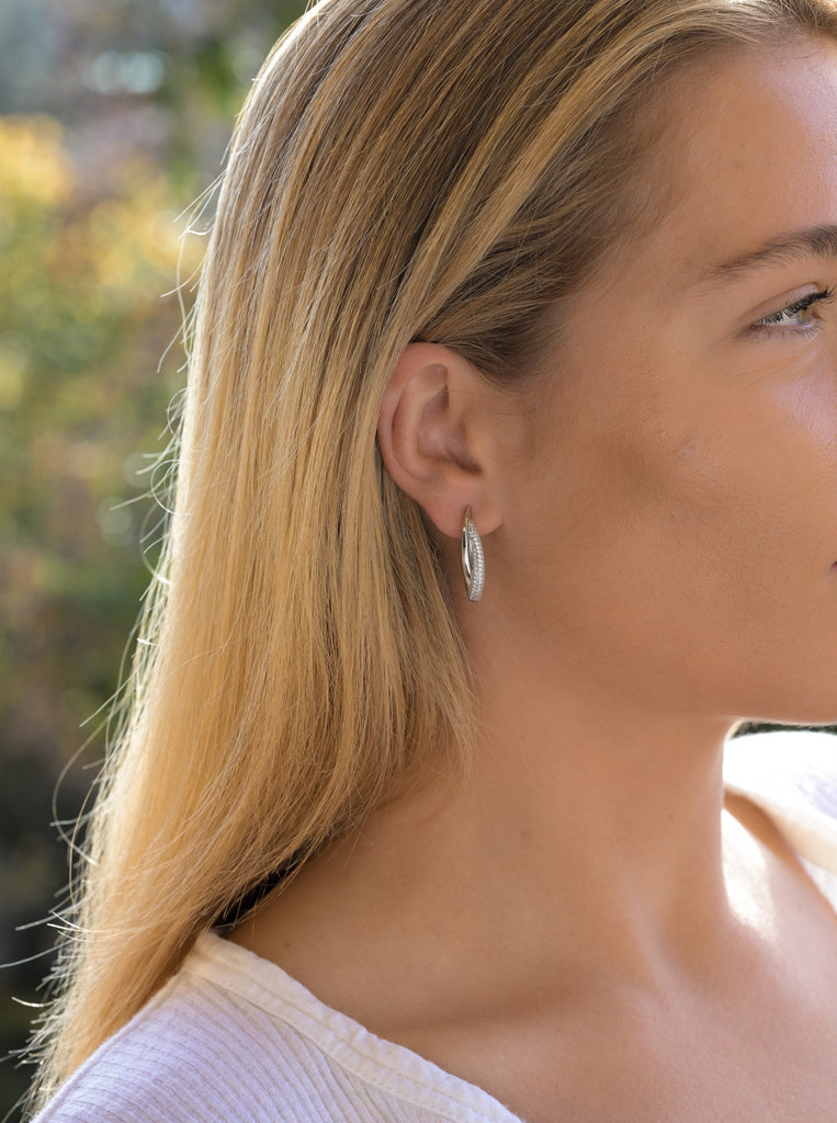 boucle de créole double rail croisé en LINEARGENT