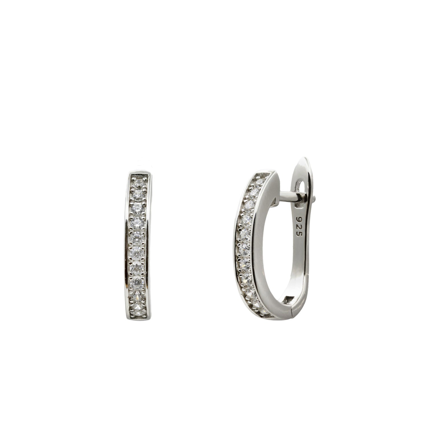 Pendiente de aro en forma irregular de circonitas-LINEARGENT