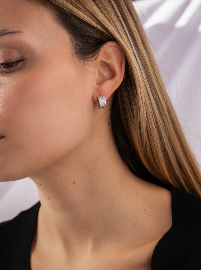 Boucles d'oreilles créole larges avec zircons LINEARGENT