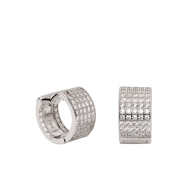 Boucles d'oreilles créole larges avec zircons LINEARGENT