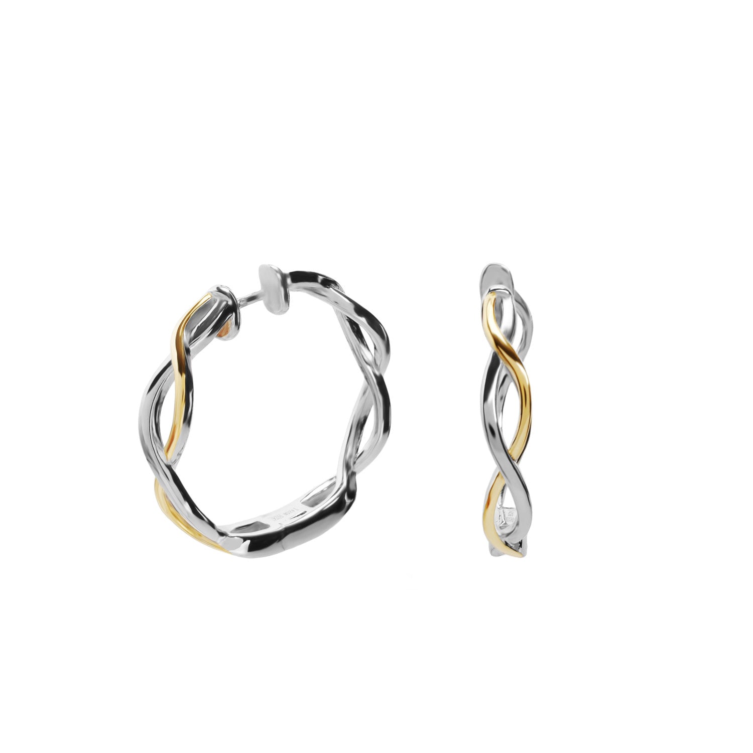 Pendientes aro bicolor diseño entrelazado