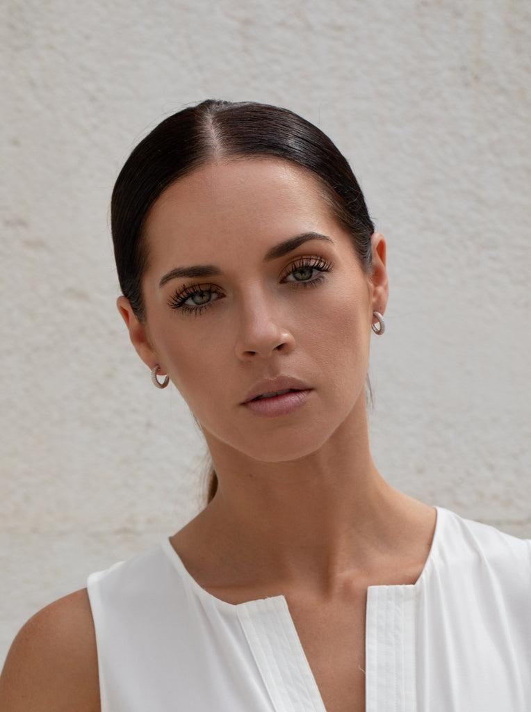 Pendientes aro con circonitas blancas modelo pequeño