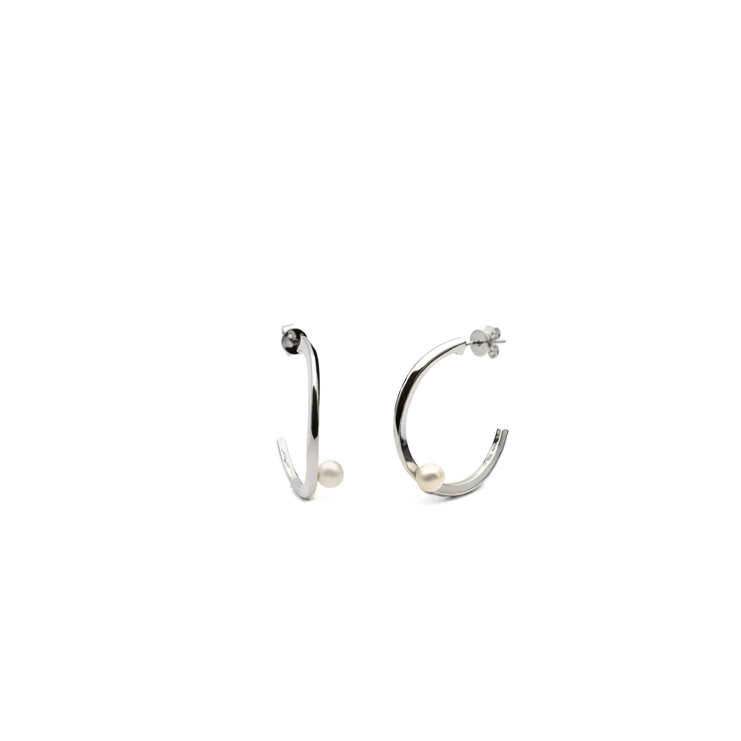 Pendientes aro con perla de diseño minimalista-LINEARGENT