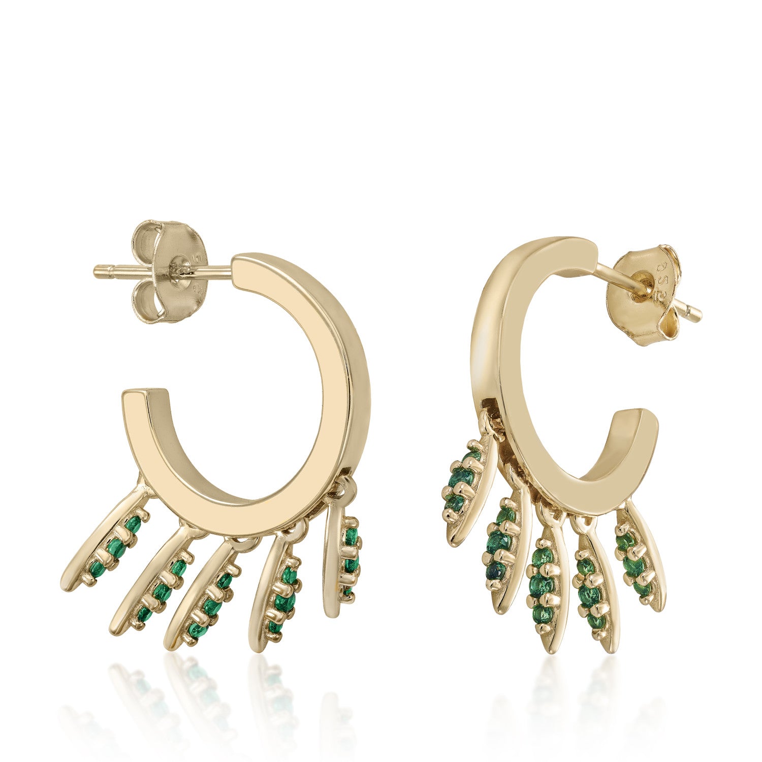 Pendientes aro de plata bañada diseño nature-LINEARGENT