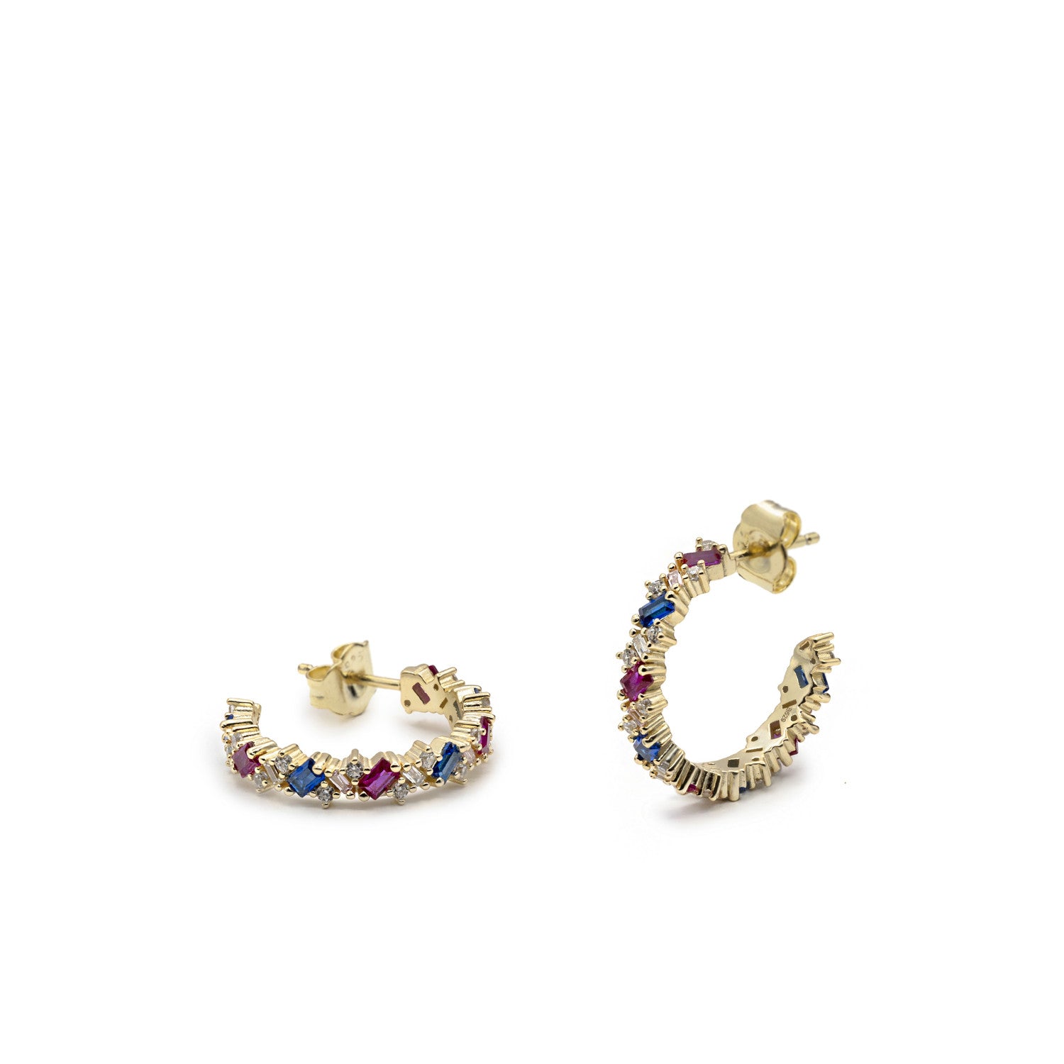 earrings hoop in gold plated silver withmulticoloredLINEARGENT