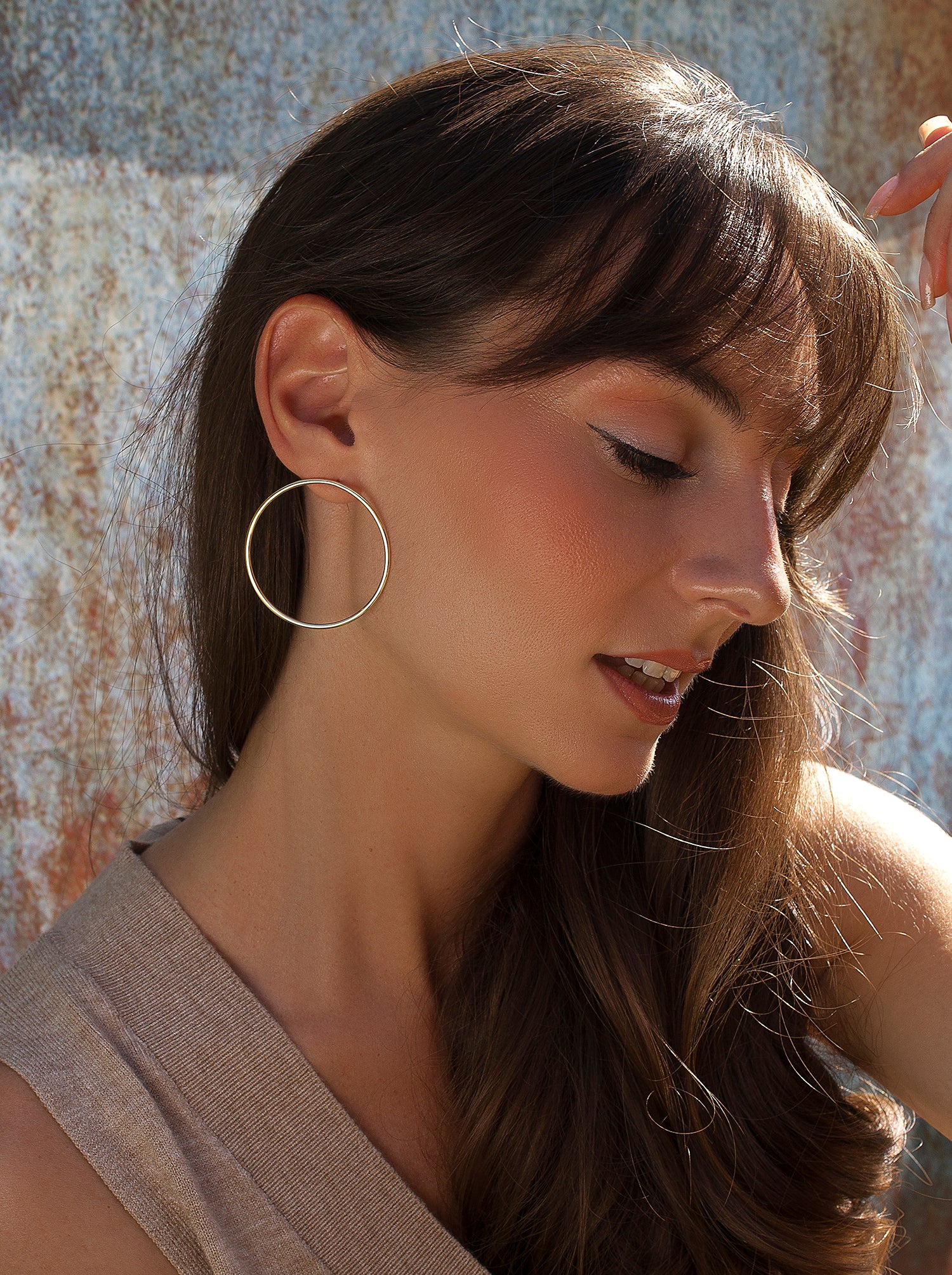 Boucles d'oreilles créole de argent plaqué or design maxi cercle