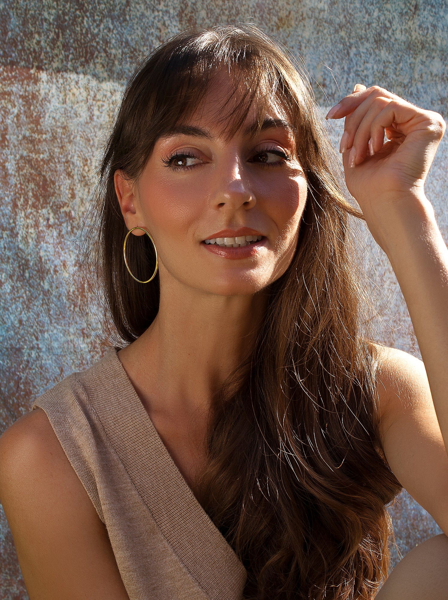 Boucles d'oreilles créole de argent plaqué or design maxi cercle