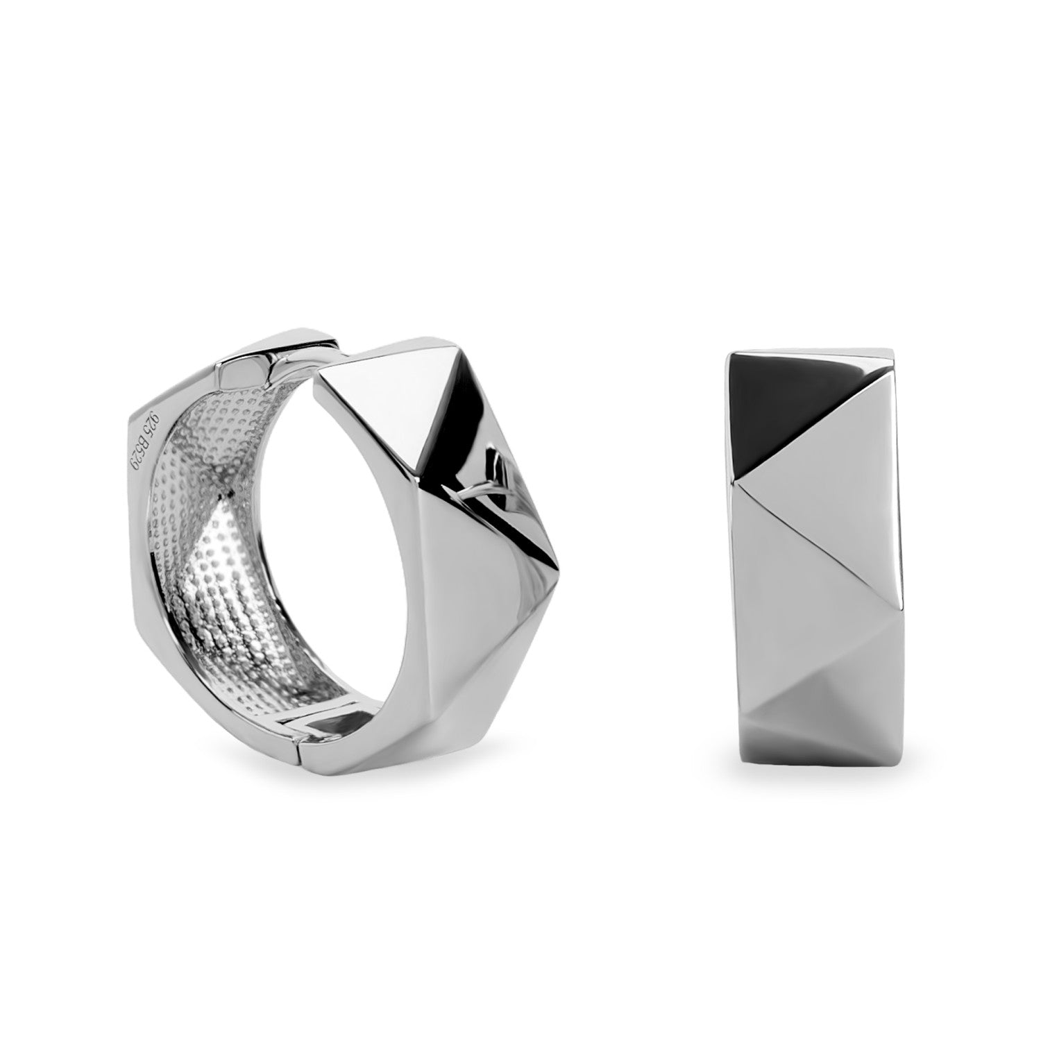 earrings hoop silver with finished Geometric