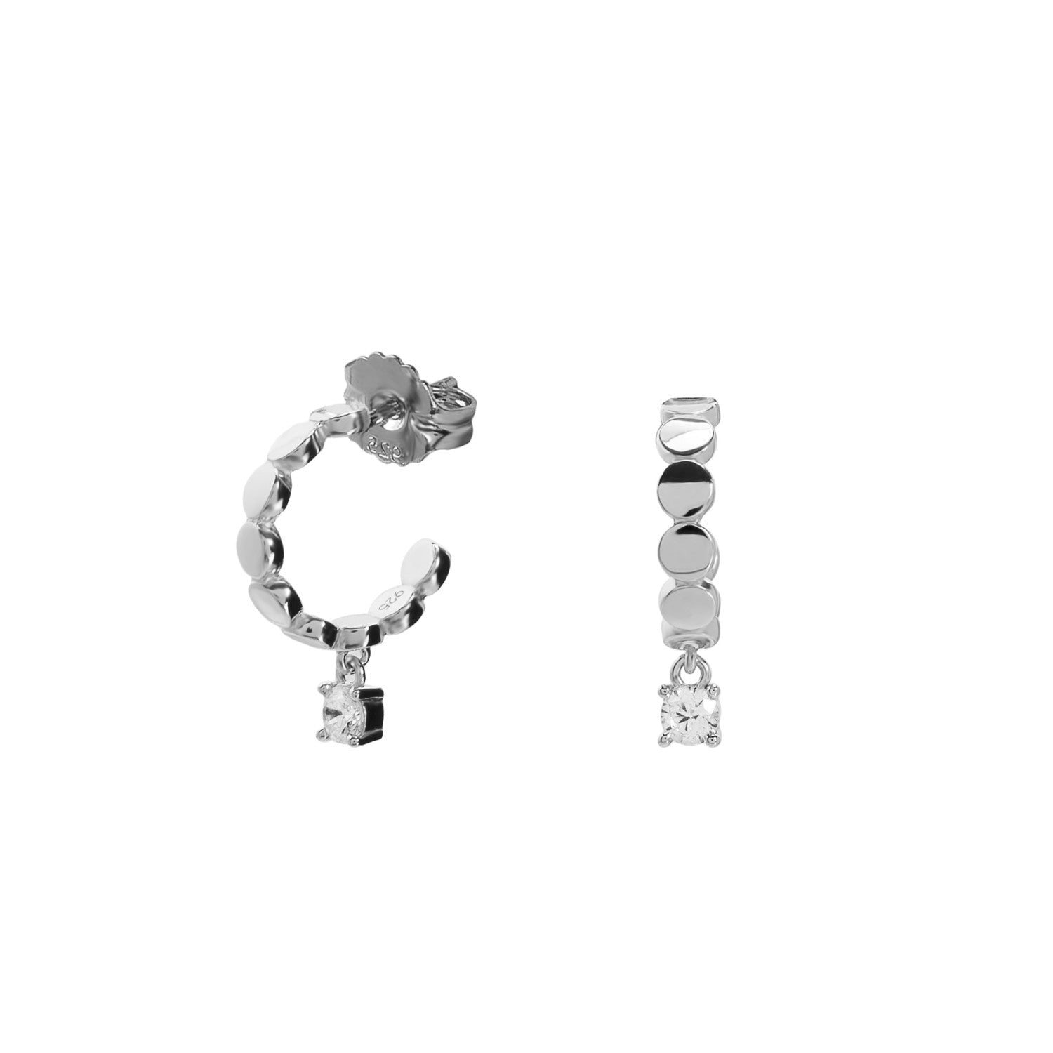 Pendientes aro de plata con circonita colgante
