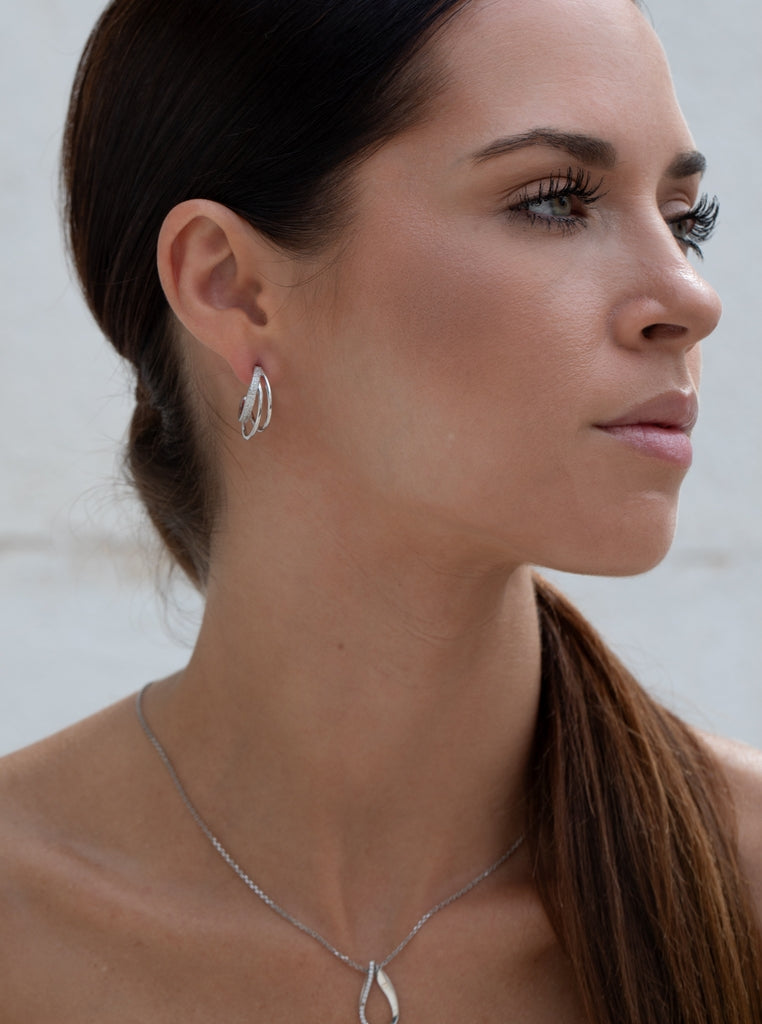 earrings hoop silver with three hoop earrings and zirconias