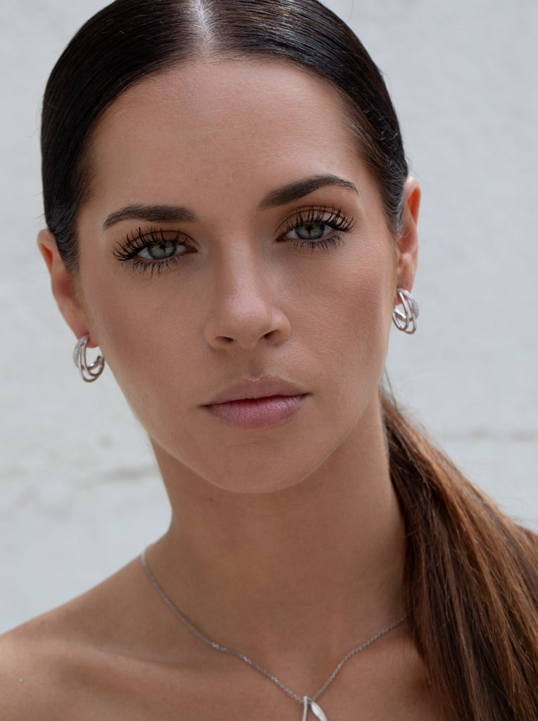 earrings hoop silver with three hoop earrings and zirconias