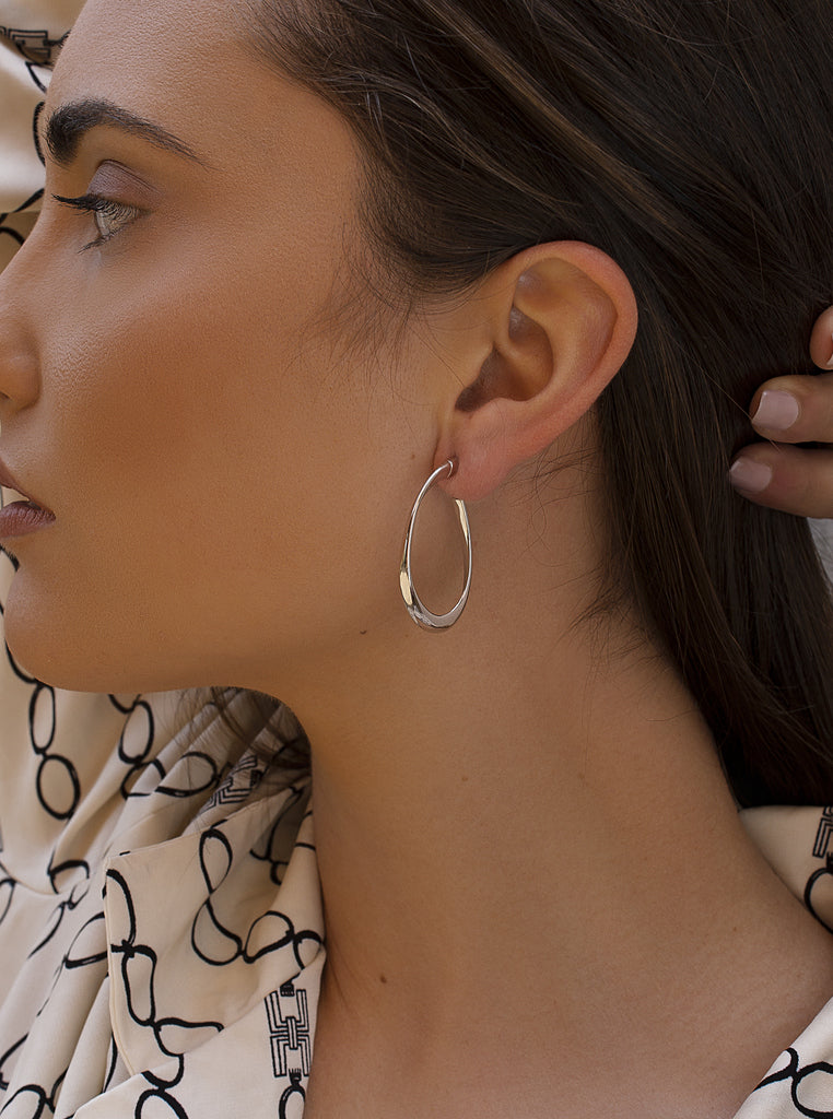 Boucles d'oreilles créole de argent design ouvert et LINEARGENT