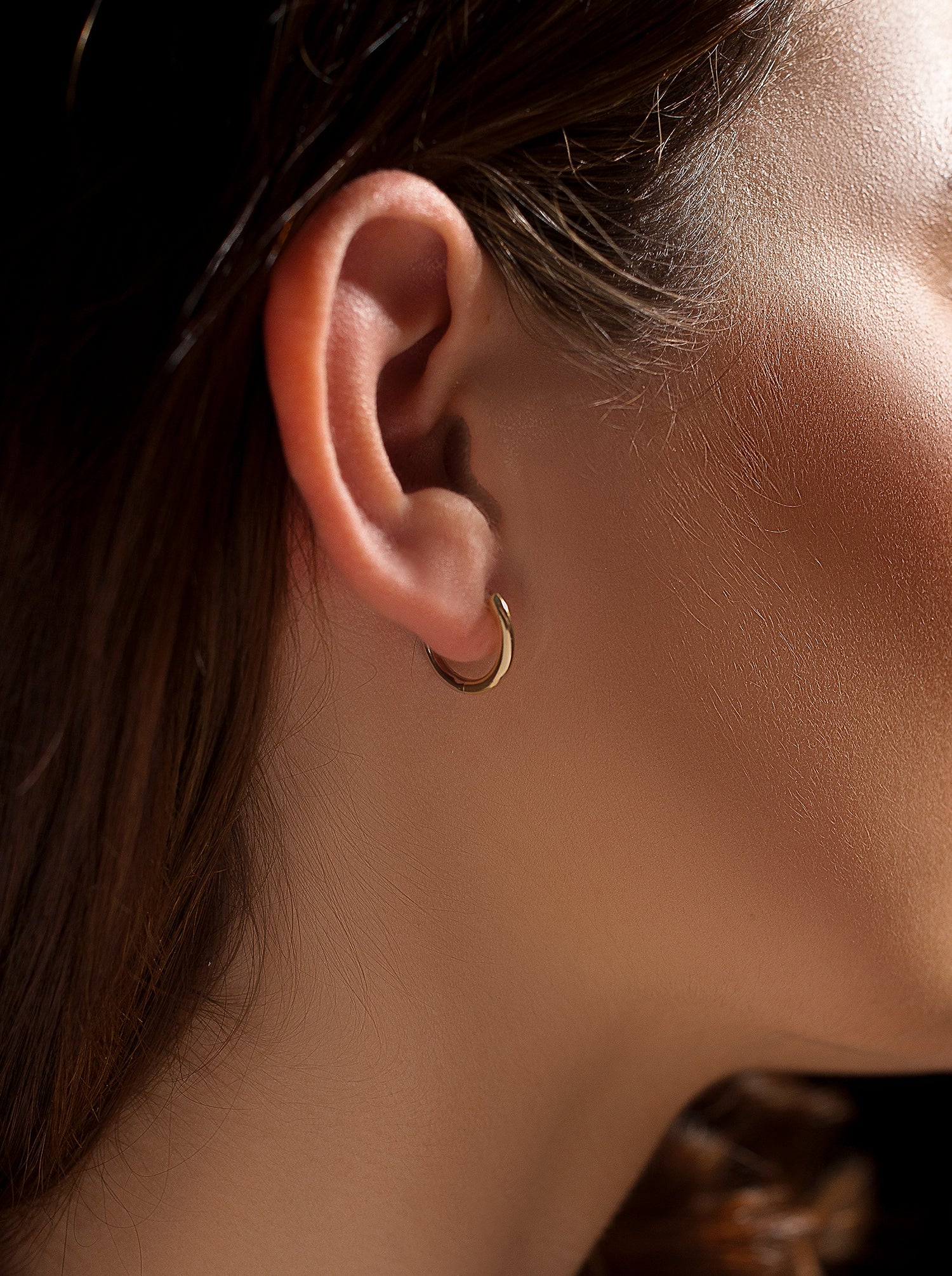 Pendientes aro de plata diseño bicolor-LINEARGENT