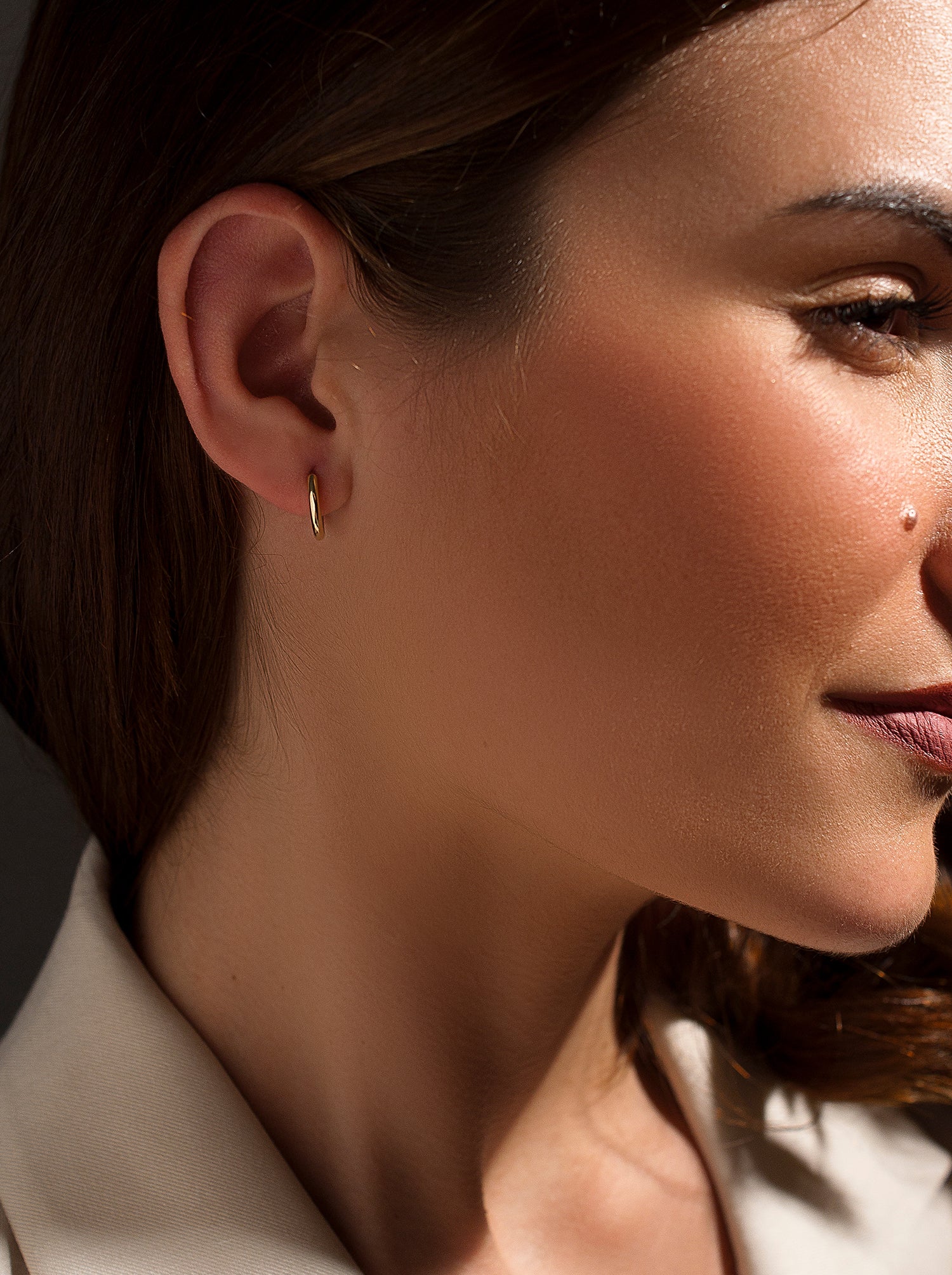 Pendientes aro de plata diseño bicolor-LINEARGENT