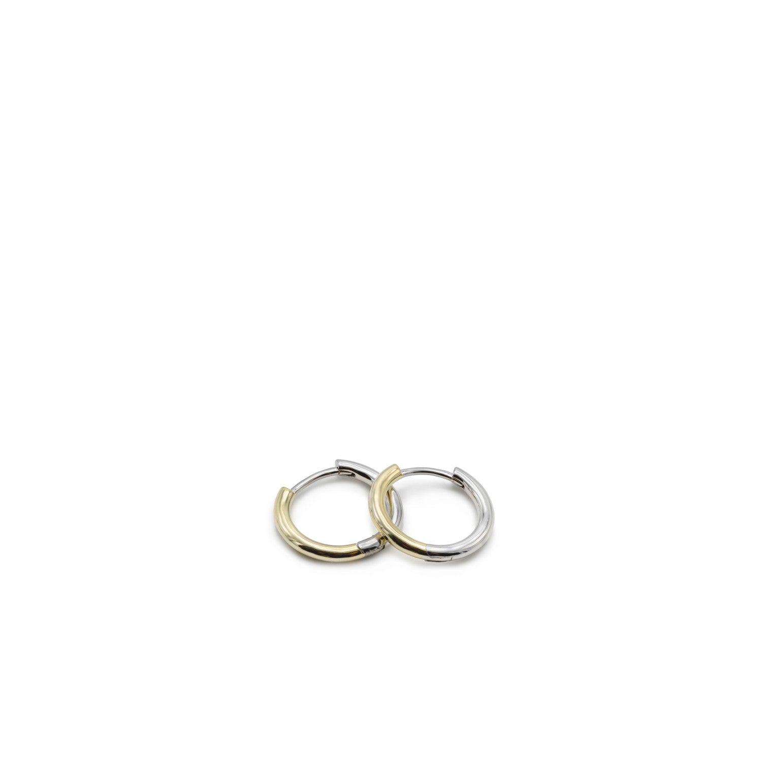 Pendientes aro de plata diseño bicolor-LINEARGENT