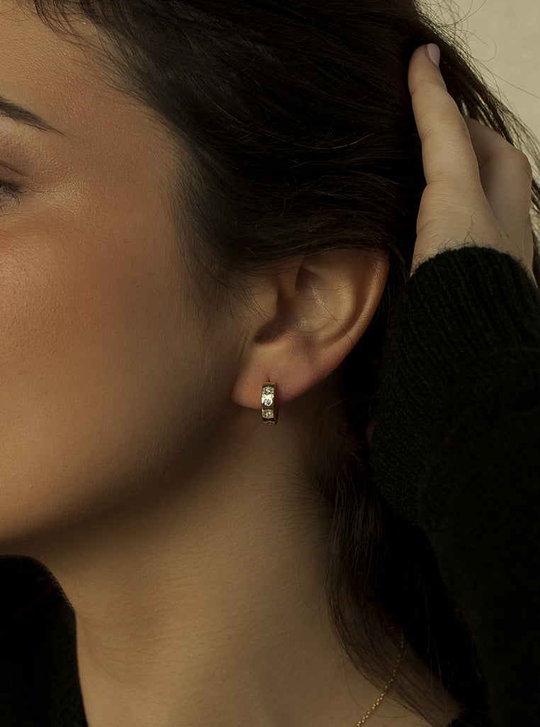 Boucles d'oreilles créole de argent design étoiles et zirconsLINEARGENT