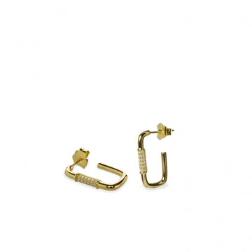 Pendientes aro de plata dorado diseño rectangular
