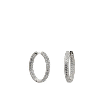 Pendientes aro de plata finos pequeños con circonitas