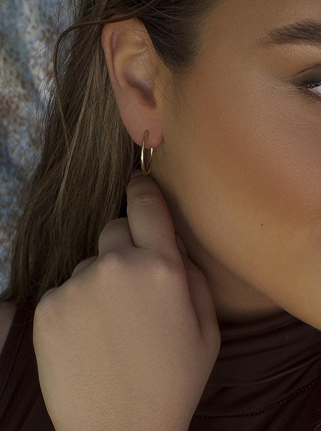 Boucles d'oreilles créole de argent petits design LINEARGENT fin et LINEARGENT