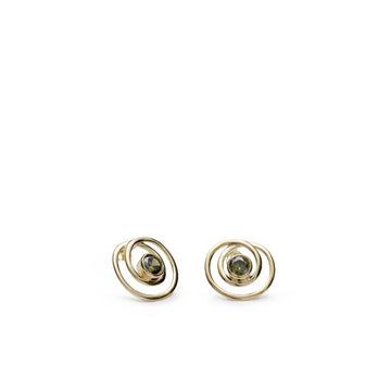 Pendientes aro originales estilo espiral con circonitas tono verde