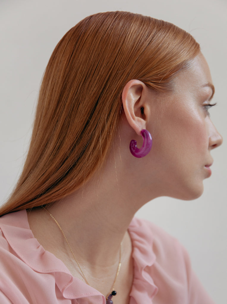 Pendientes aro tono arandano diseño grueso